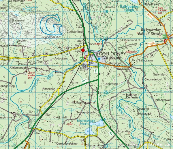 Map to Colooney Falls River - 