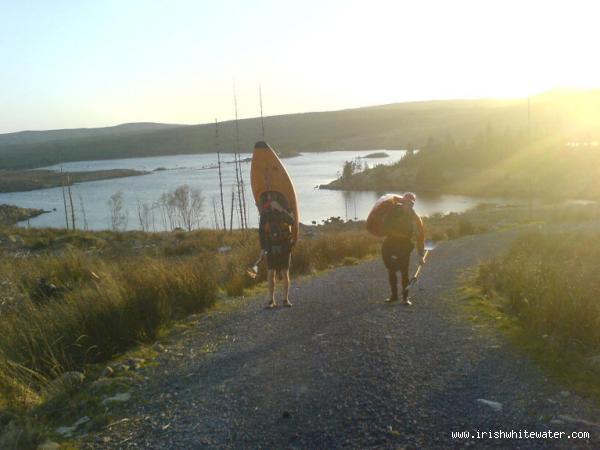 Petey and Eoin on our first recon of a  river at Lough Charrig in Connemara.