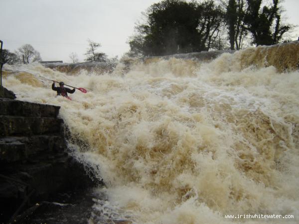  Ballysadare River - Last drop, stepped drop, river right, high water