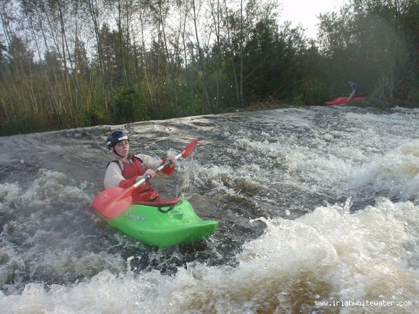  Barrow River - brian webster looking nervous on the first wier at clashganny low-medium water