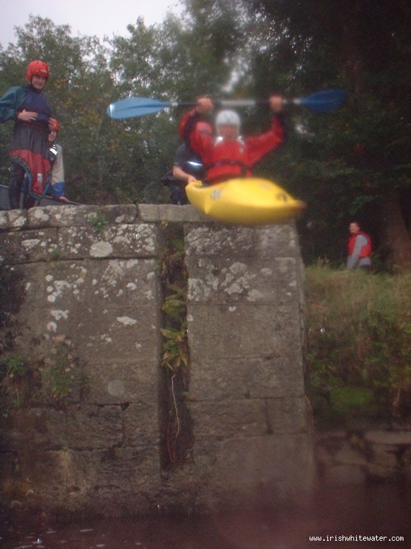  Barrow River - launching off the lock gates at the bottom of the clashganny run in low water