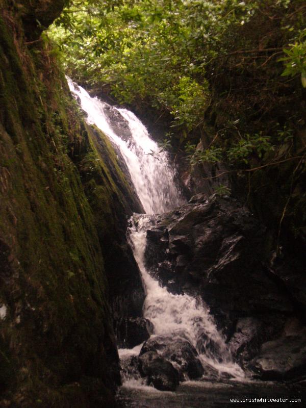  Seanafaurrachain River - Last drop.This drop falls directly into a headwall and is then followed a tight chute with possible pin potential