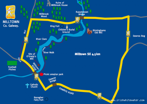 Map to Clare River Milltown River - Milltown Galway