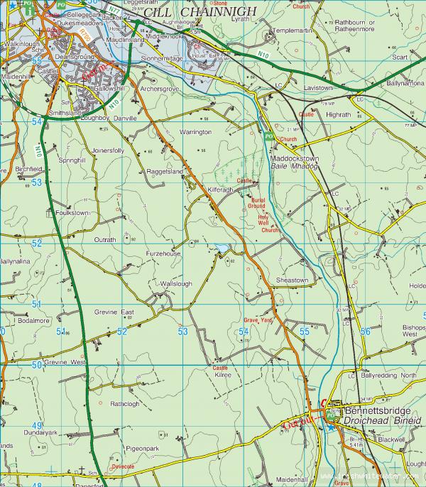 Map to Nore River - Kilkenny to Bennettsbridge section. You can get in near the near the swimming pool in kilkenny if you want. 