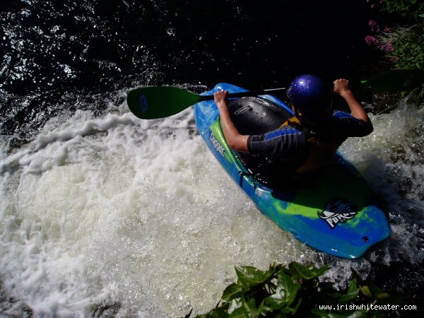  Lower Corrib River - Steve going over Jurys canal drop.