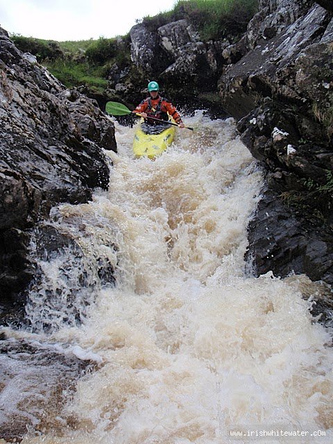  Upper Owenglin River - Darragh at the top of Trojan Falls on a low level. 