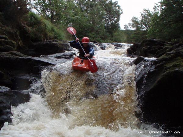  Avonmore (Annamoe) River - Jacksons, Very low water. Paddler Mark Ahern.