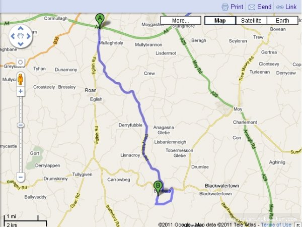 Ulster Blackwater (Benburb Section) River - Route from motorway to 