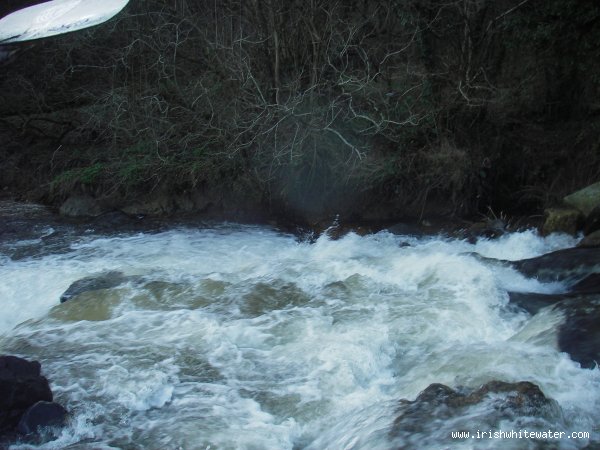  Aughrim River - the man made weir in medium water.Shallow