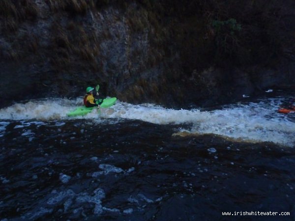  Roogagh River - Lee Doherty (LYIT CC) about to go over the midddle drop. note padddler at bottom