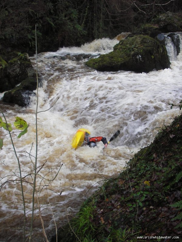  Dargle River - rare photo of Rj coffey upside downin hole just after main falls