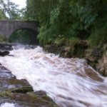 Photo of the Easkey (Easky) river in County Sligo Ireland. Pictures of Irish whitewater kayaking and canoeing. Bridge drop(The Gorge)-high water. Photo by D.Horkan