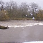 Photo of the Kings River in County Kilkenny Ireland. Pictures of Irish whitewater kayaking and canoeing. Second Weir 300m from the get on. Photo by Adrian S