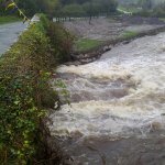 Photo of the Nire river in County Waterford Ireland. Pictures of Irish whitewater kayaking and canoeing. the downstream side of the bridge at hanoras cottage with the new rocks in place no more stopper!. Photo by Michael Flynn