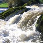 Photo of the Upper Bandon river in County Cork Ireland. Pictures of Irish whitewater kayaking and canoeing. BIG DROP, LEFT CHANNEL 0.0M. Photo by Dave P