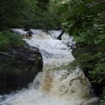 Photo of the Ballintrillick river in County Sligo Ireland. Pictures of Irish whitewater kayaking and canoeing. Main Fall. Photo by RK