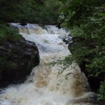 Photo of the Ballintrillick river in County Sligo Ireland. Pictures of Irish whitewater kayaking and canoeing. Main Fall. Photo by RK