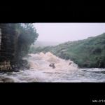 Photo of the Bunhowna river in County Mayo Ireland. Pictures of Irish whitewater kayaking and canoeing. Looking back up at the bottom of the main slide. Photo by Graham Clarke