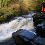 Photo of the Colligan river in County Waterford Ireland. Pictures of Irish whitewater kayaking and canoeing. Salmon leap lower water. Photo by Patrick mccormack