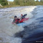  Barrow River - john power & brian somers playing on the second wier at clashganny in high water