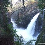 Photo of the Owengar river in County Cork Ireland. Pictures of Irish whitewater kayaking and canoeing. Final Drop (28 Feet) into Gorge. Photo by Dave P