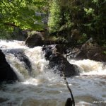 Photo of the Owenriff river in County Galway Ireland. Pictures of Irish whitewater kayaking and canoeing. Oughterard Waterfall. Photo by C. Allen