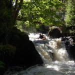 Photo of the Owenriff river in County Galway Ireland. Pictures of Irish whitewater kayaking and canoeing. Oughterard Waterfall. Photo by C. Allen