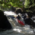 Photo of the Owenriff river in County Galway Ireland. Pictures of Irish whitewater kayaking and canoeing. Oughterard Waterfall. Photo by C. Allen