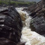 Photo of the Glenacally river in County Mayo Ireland. Pictures of Irish whitewater kayaking and canoeing. Final drop on river before get out. Photo by Graham 'pinning is cool' Clarke