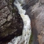 Photo of the Glenacally river in County Mayo Ireland. Pictures of Irish whitewater kayaking and canoeing. An alternative to running the 15 footer.This comes in on river left. Photo by Graham 'pinning is cool' Clarke