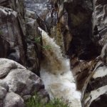 Photo of the Glenacally river in County Mayo Ireland. Pictures of Irish whitewater kayaking and canoeing. Innocuous drop looking back upstream. Beware the tow-back and the cave. . Photo by Graham 'pinning is cool' Clarke