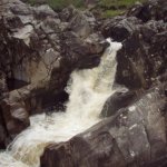 Photo of the Glenacally river in County Mayo Ireland. Pictures of Irish whitewater kayaking and canoeing. Me vertically pinned in the teacups!! . Photo by Graham 'pinning is no longer cool' Clarke