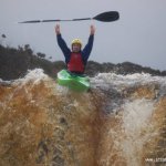 Photo of the Bunduff river in County Leitrim Ireland. Pictures of Irish whitewater kayaking and canoeing. An NUIG KC first year has his first run of the drop: photo by Conor Allen. Photo by annie