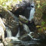 Photo of the Coomeelan Stream in County Kerry Ireland. Pictures of Irish whitewater kayaking and canoeing. Boulder choked waterfall in low water. Photo by Daith