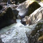 Photo of the Coomeelan Stream in County Kerry Ireland. Pictures of Irish whitewater kayaking and canoeing. Between first and second bridges. Photo by Daith