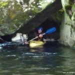 Photo of the Coomeelan Stream in County Kerry Ireland. Pictures of Irish whitewater kayaking and canoeing. Paddling out of the syphon. Photo by Daith