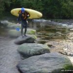 Photo of the Coomeelan Stream in County Kerry Ireland. Pictures of Irish whitewater kayaking and canoeing. Take out at the ford or paddle on to the Sheen.. Photo by Daith