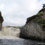 Photo of the Upper Owenglin river in County Galway Ireland. Pictures of Irish whitewater kayaking and canoeing. Hot as Balls Falls at a Low level. . Photo by Ross Lynch