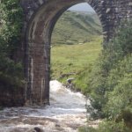 Photo of the Bunhowna river in County Mayo Ireland. Pictures of Irish whitewater kayaking and canoeing. View back upstream under the bridge. Photo by Graham Clarke