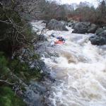 Photo of the Glenmacnass river in County Wicklow Ireland. Pictures of Irish whitewater kayaking and canoeing. Boulder Garden,
Medium water. Paddler Cormac Lynch. Photo by eoinor