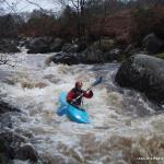 Photo of the Glenmacnass river in County Wicklow Ireland. Pictures of Irish whitewater kayaking and canoeing. Boulder Garden,
Medium water. Paddler Caoimhe Murry. Photo by eoinor