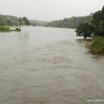 Photo of the Boyne river in County Meath Ireland. Pictures of Irish whitewater kayaking and canoeing. R. Boyne upstream at Heritage walk bridge... Photo by Stasys