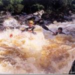 Photo of the Flesk river in County Kerry Ireland. Pictures of Irish whitewater kayaking and canoeing. Triple Drop Hugh and Ed. Photo by Don Lynch