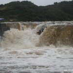 Photo of the Bunduff river in County Leitrim Ireland. Pictures of Irish whitewater kayaking and canoeing. Conor Daly F*&king it up. Photo by Conor Daly