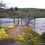 Photo of the Brosna river in County Mayo Ireland. Pictures of Irish whitewater kayaking and canoeing. foot bridge 300mts above put in, on high water. Photo by dec