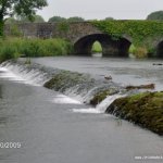 Photo of the Kings River in County Kilkenny Ireland. Pictures of Irish whitewater kayaking and canoeing. First weir at get on, lower water.. Photo by Adrian S