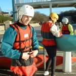 Photo of the Barrow river in County Carlow Ireland. Pictures of Irish whitewater kayaking and canoeing. karl kieren stand infront of the diving board at the get in in graignamanagh. Photo by michael flynn