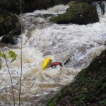  Dargle River - rare photo of Rj coffey upside downin hole just after main falls