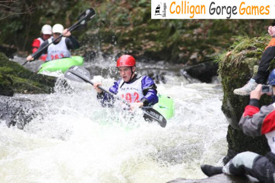 Action from the Colligan Gorge Games, a kayak boatercross in Waterford, Ireland