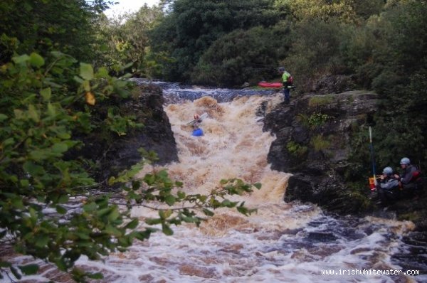  Mayo Clydagh River - micheal rogerson on the main drop on the upper. high